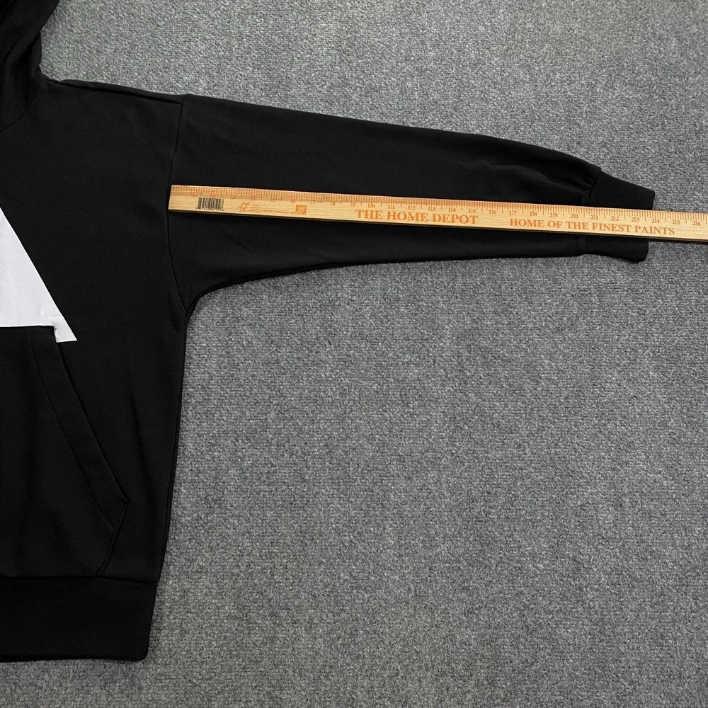 Adidas Trefoil Big Logo Sweatshirt Hoodie Mens Large Black White Fleece Pullover